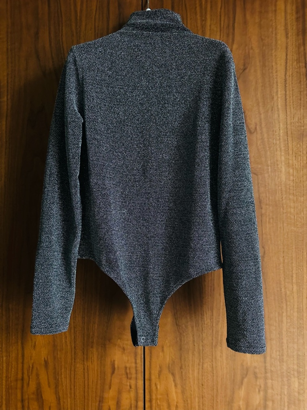 Banana Republic Charcoal Metallic Turtleneck Bodysuit Sweater